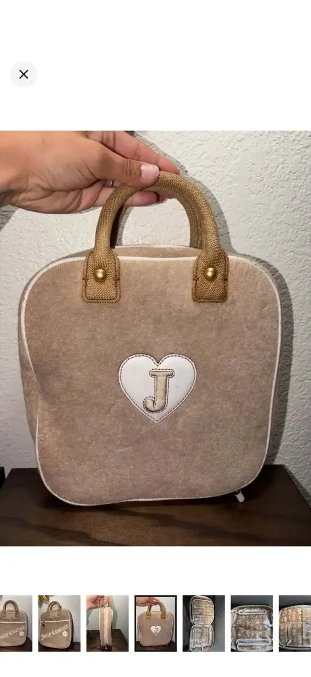 Vintage Y2K Juicy Couture Velour and Raffia Cosmetic Travel Case